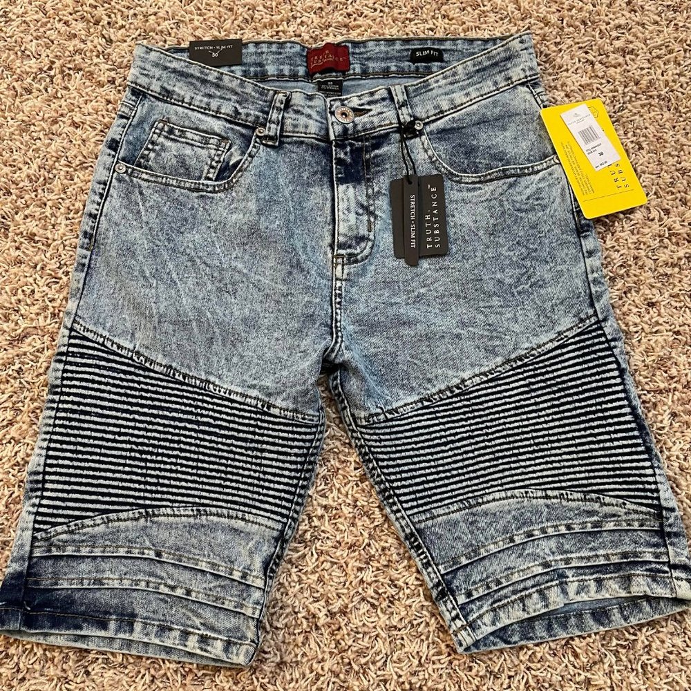 NWT Truth Substance Men’s Stretch Comfort Slim Fit Denim Jean Short, Size 30
